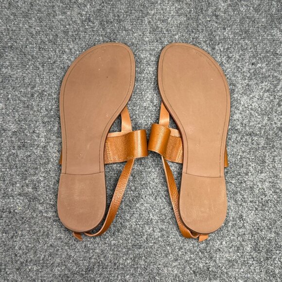 Tory Burch Benton 2 Sandals Womens 11 Brown Leather Thong Ankle Wrap Buckle Flip - Picture 8 of 10